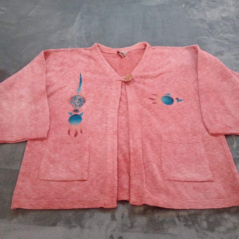 Steel Pony‎ Cardigan Sweater One Size Pink Southwest Cowgirl Artsy Art to Wear